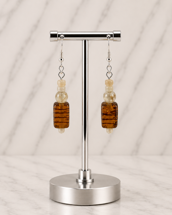 Amber Striped Glass with Neutral Accents