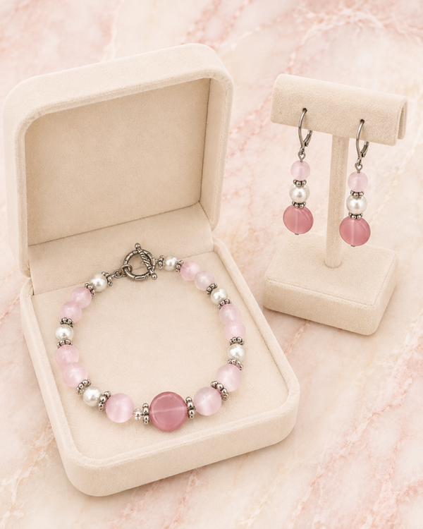 Blush Radiance Bracelet & Earring Set