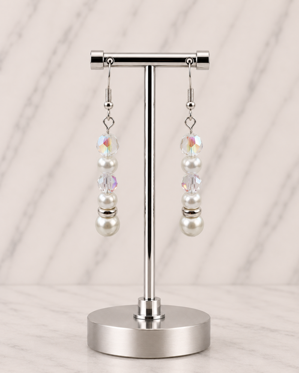 Elegant Pearl & Crystal Dangle Earrings