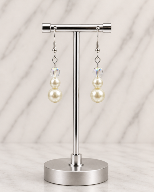 Elegant Pearl & Crystal Drop Earrings