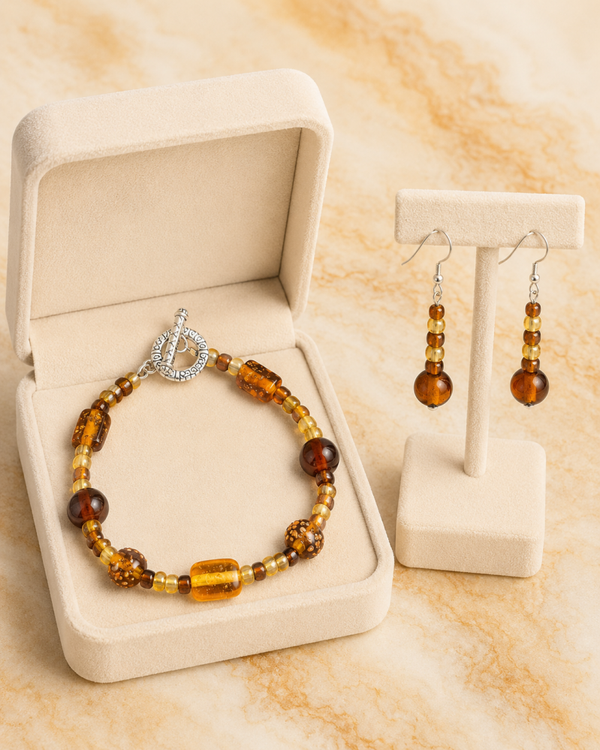 Amber Glow Bracelet & Earring Set