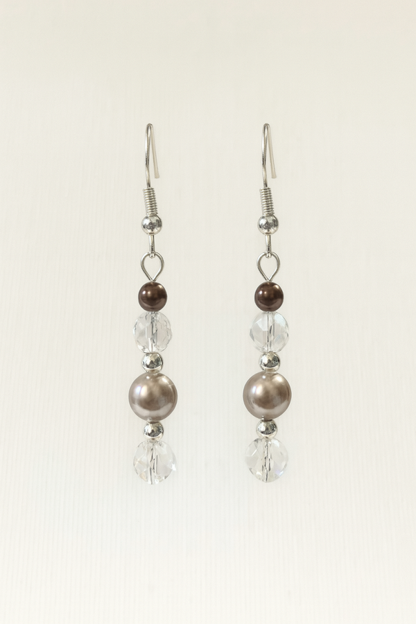 Crystal & Mocha Pearl Statement Earrings