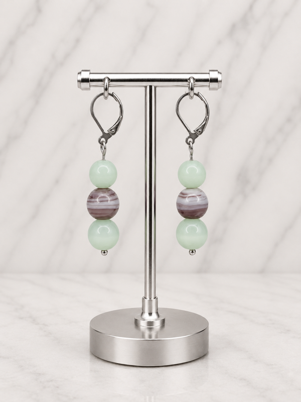 Sage & Mauve Harmony Lever-Back Earrings