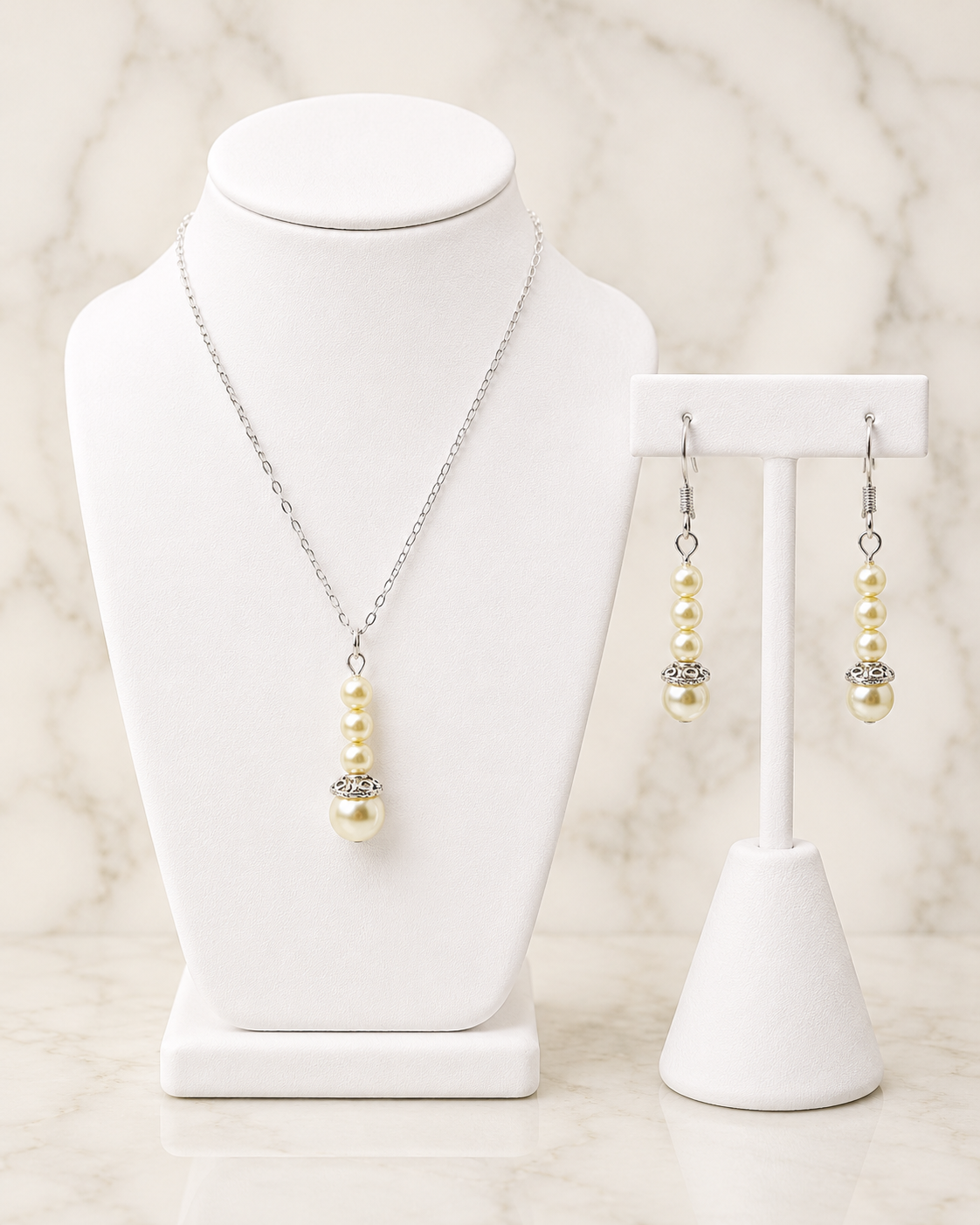 Timeless Pearl Drop Necklace & Earring Set