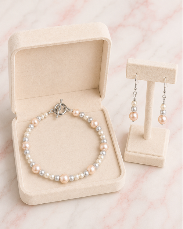 Champagne Blush & Silver Pearl Elegance Set
