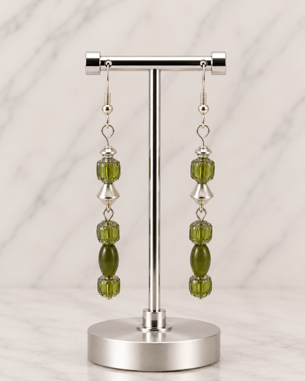 Olive Green Stacked Beads & Silver-Tone Accents
