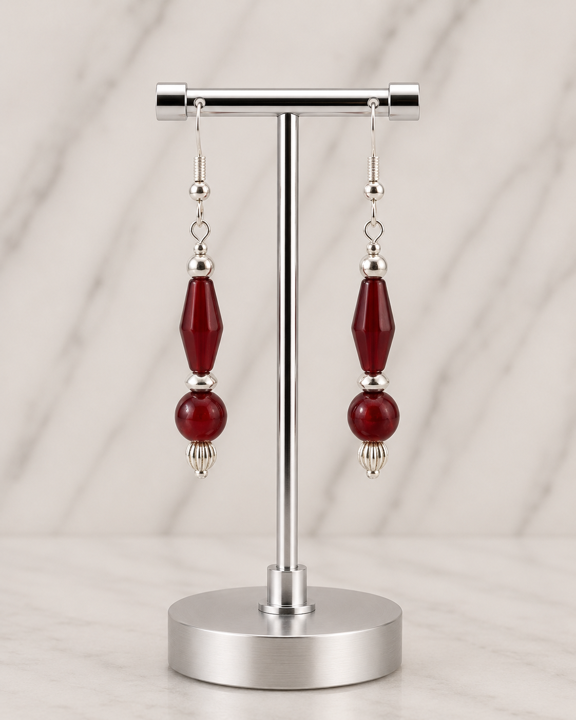 Red Glass Bead Earrings