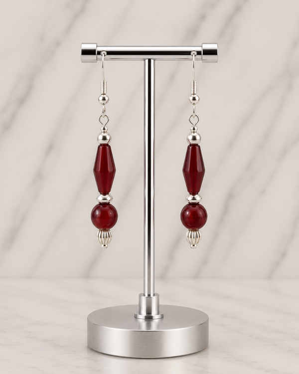 Red Glass Bead Earrings
