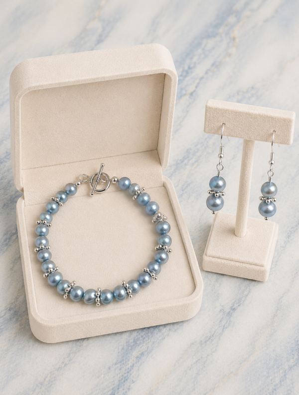 Soft Sky Blue Bracelet & Earring Set