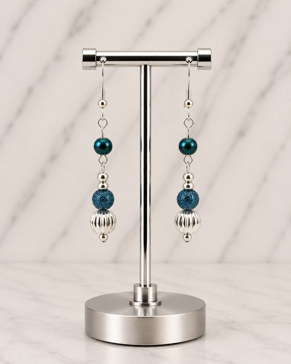 Teal & Silver Textured Dangles
