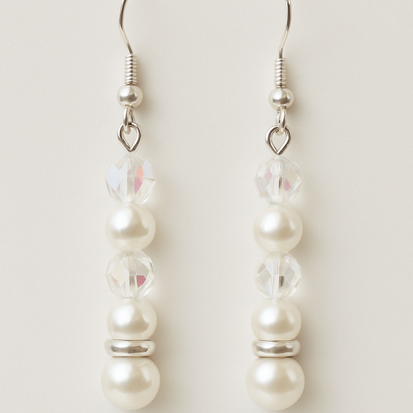 Elegant Pearl & Crystal Dangle Earrings