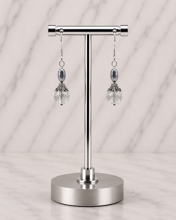 Winter Ice Pearl Drop Earrings