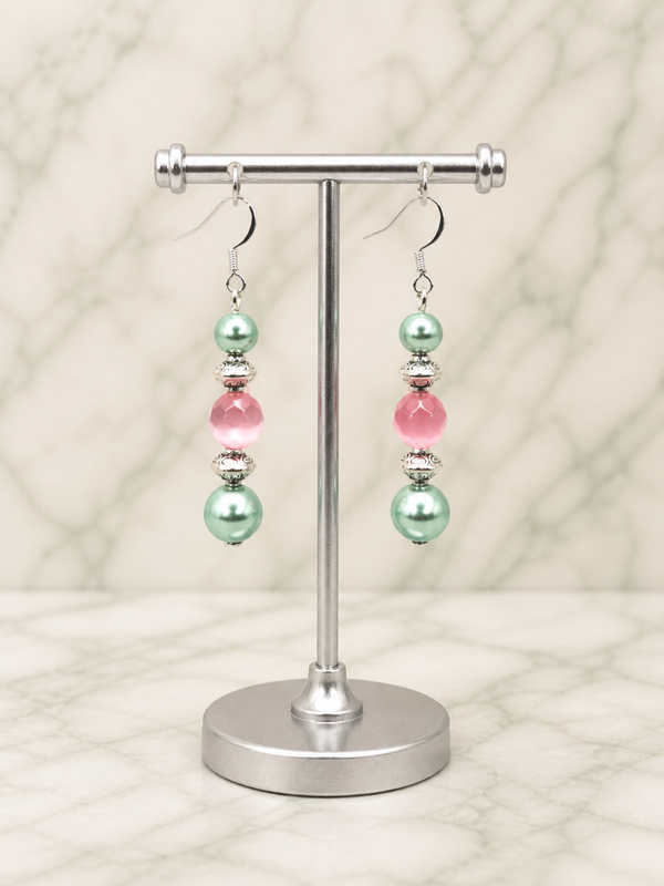 Mint Blush Pearl Drop Earrings