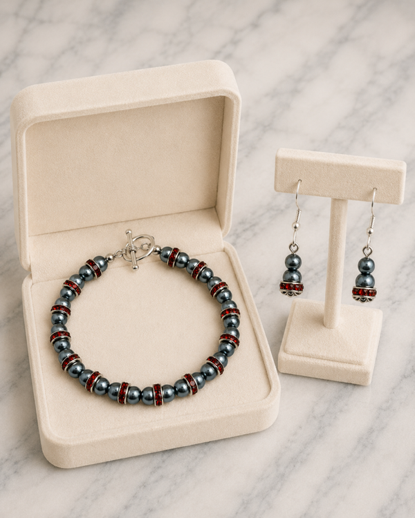 Charcoal Pearl & Red Accent Winter Set