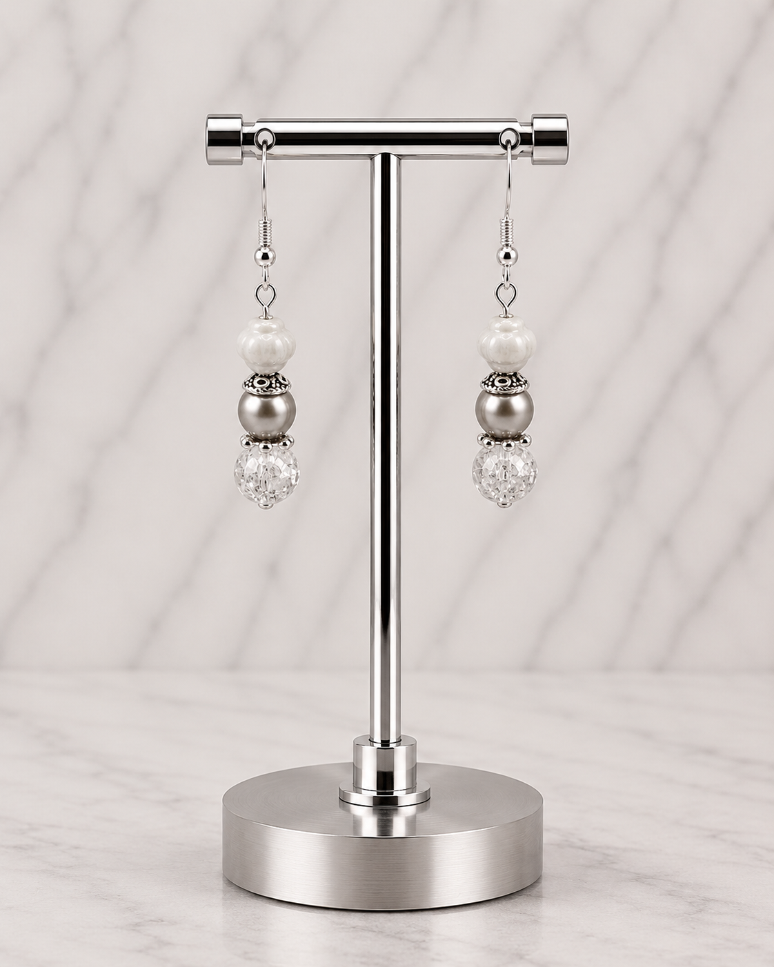 Frosted Pearl Winter Drop Earrings
