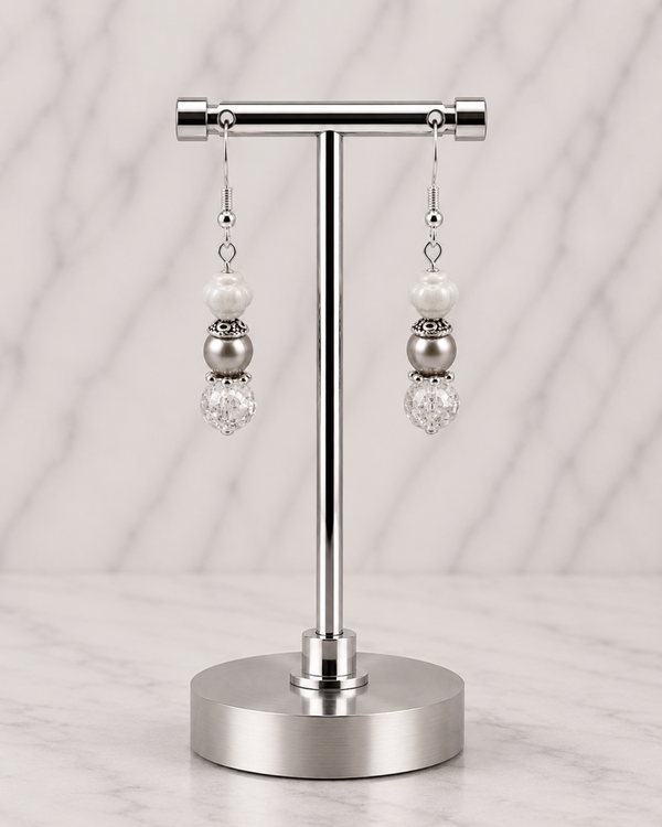Frosted Pearl Winter Drop Earrings