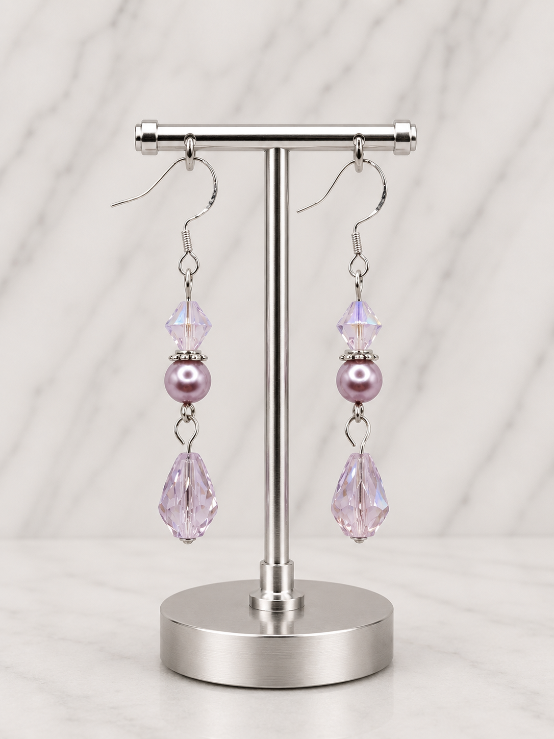 Iridescent Rose Drop Earrings