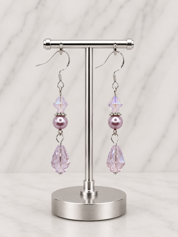 Iridescent Rose Drop Earrings