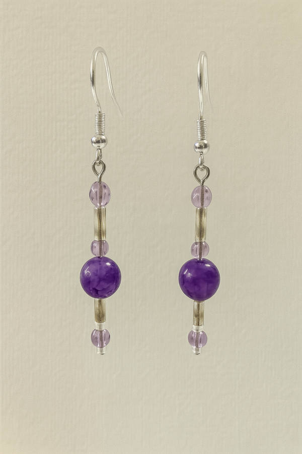 Amethyst Glow Glass Bead Earrings