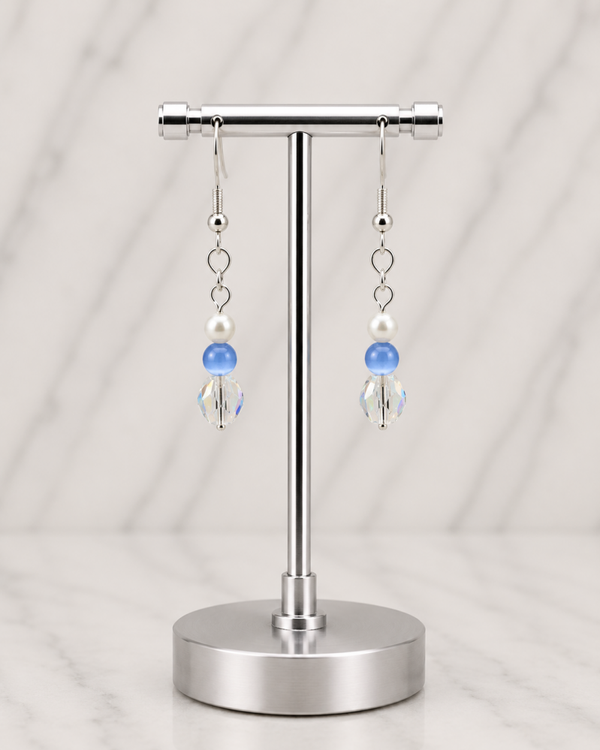 Frost Blue & Iridescent Crystal Drop Earrings