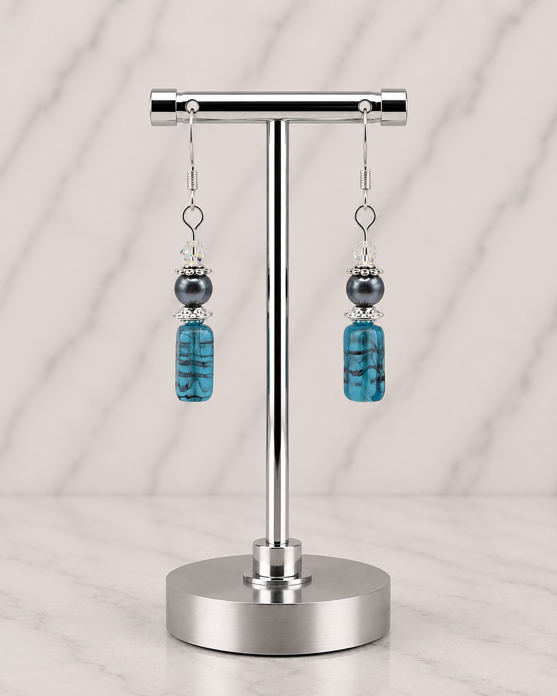 Icy Teal Winter Drop Earrings