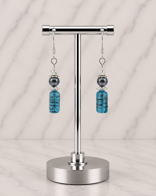Icy Teal Winter Drop Earrings