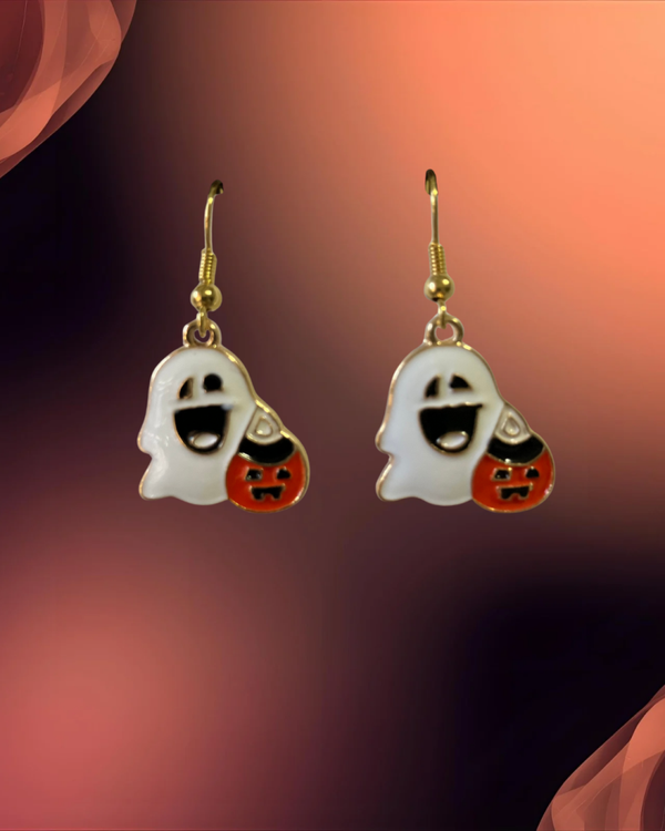 Ghost with Pumpkin Earrings 👻🎃