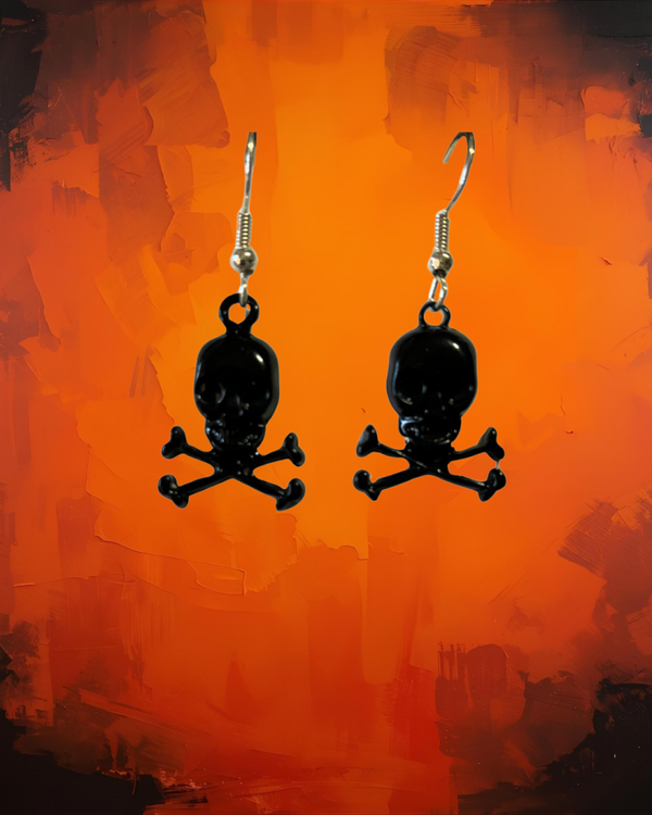 Black Skull & Crossbones Earrings ☠️