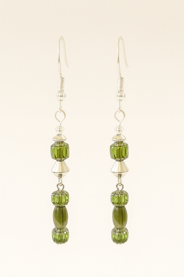 Olive Green Stacked Beads & Silver-Tone Accents