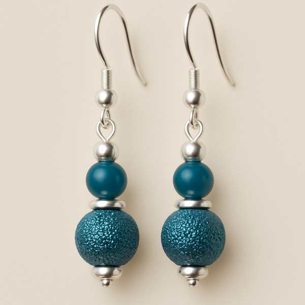 Blue Beaded Dangle Earrings