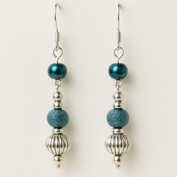 Teal & Silver Textured Dangles