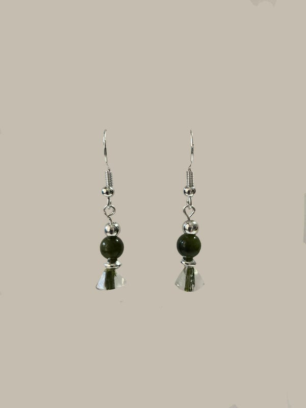 Green & Crystal Drop Earrings
