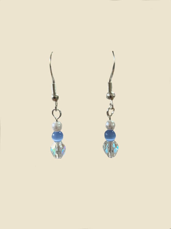 Frost Blue & Iridescent Crystal Drop Earrings