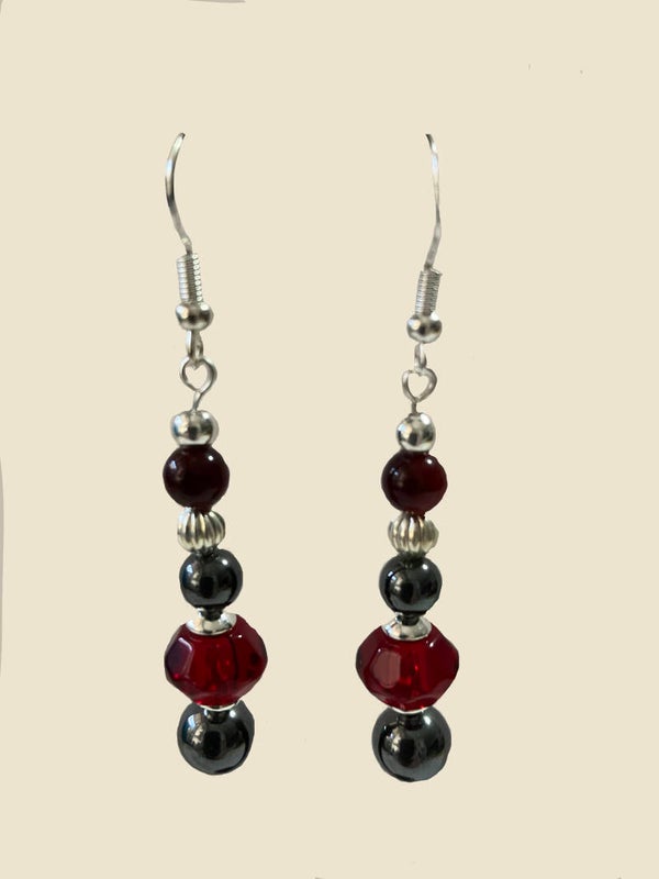 Midnight Ruby Dangle Earrings