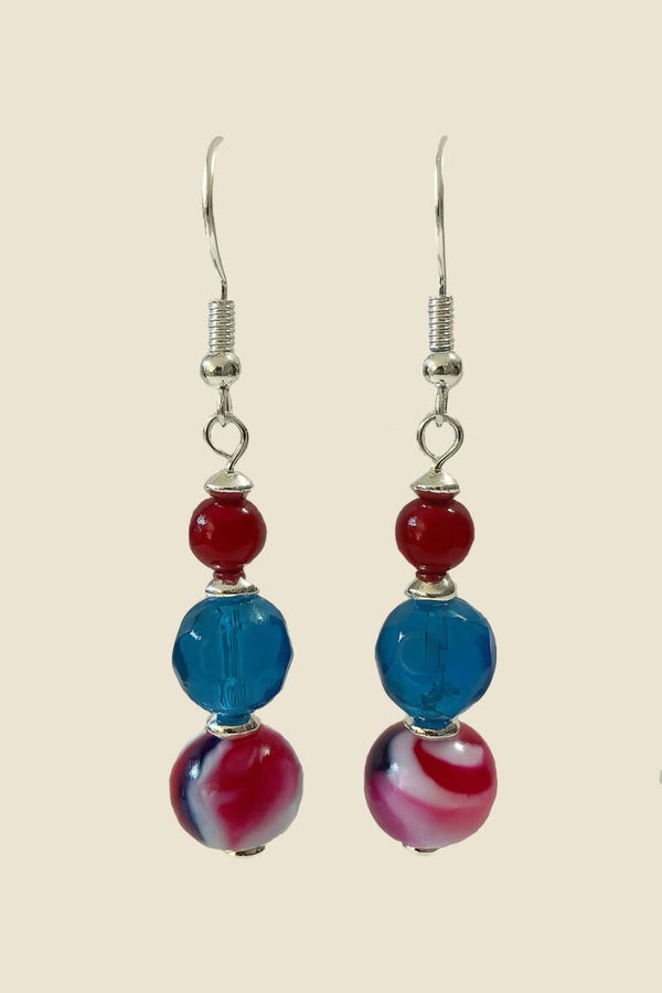 Patriotic Swirl Glass Bead Earrings