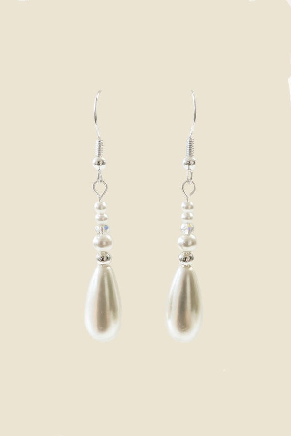 Tear Drop Pearl Earrings with Accent Beads