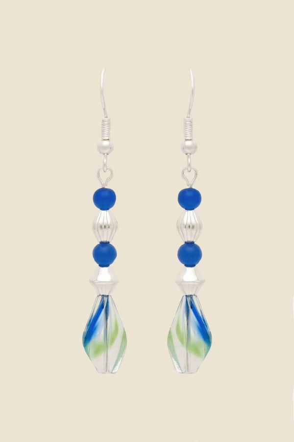 Blue Beads with Silver Accents & Twisted Drops