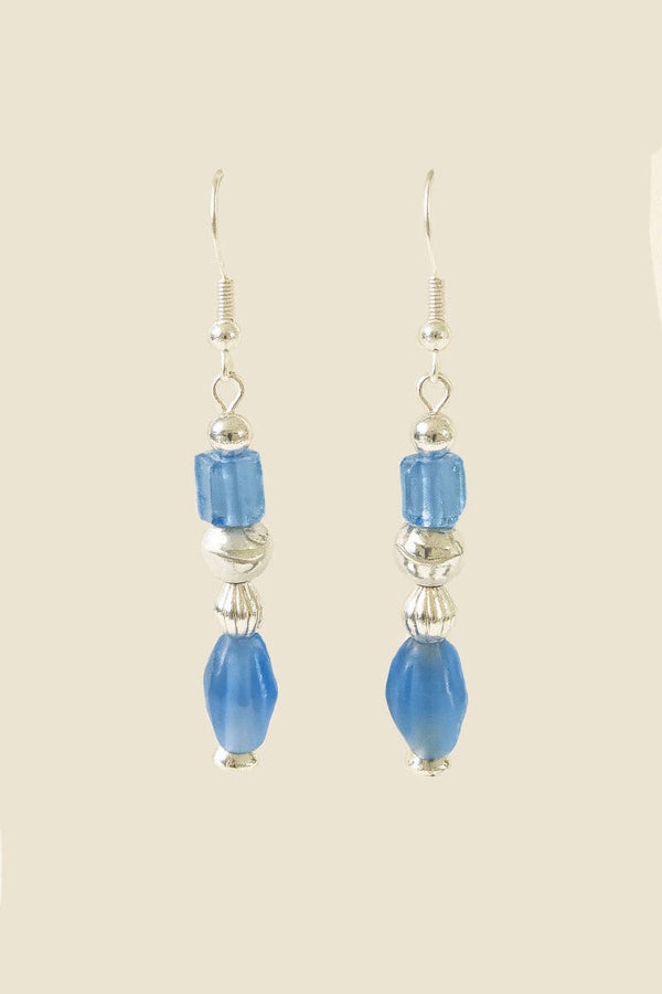 Faceted Midnight Blue Glass Earrings