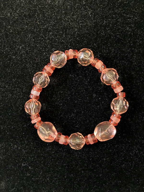 Peach Faceted Bead Stretch Bracelet