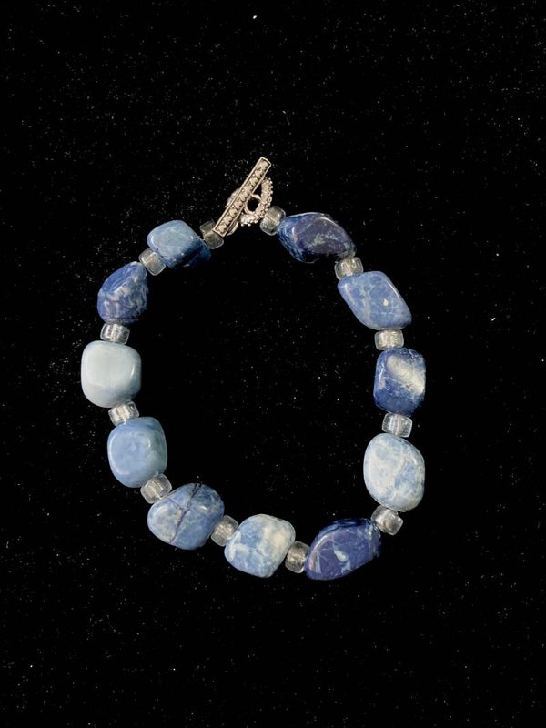 Chunky Blue Stone Bead Bracelet