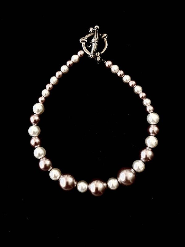 Two-Tone Mauve & Ivory Pearl Bracelet