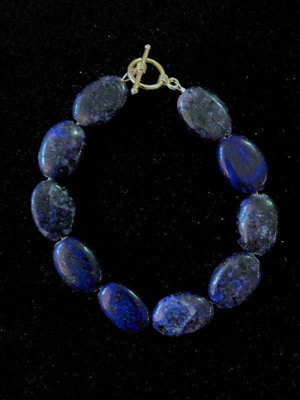 Navy-Blue Oval Bead Toggle Bracelet