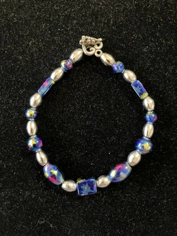 Cosmic Metallic Glass Bead Bracelet