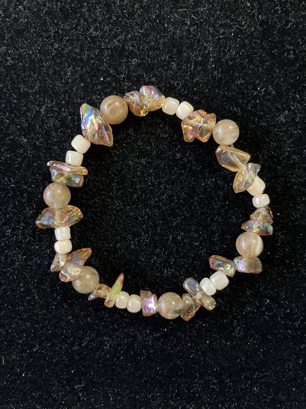 Iridescent Crystal & Pearl Stretch Bracelet