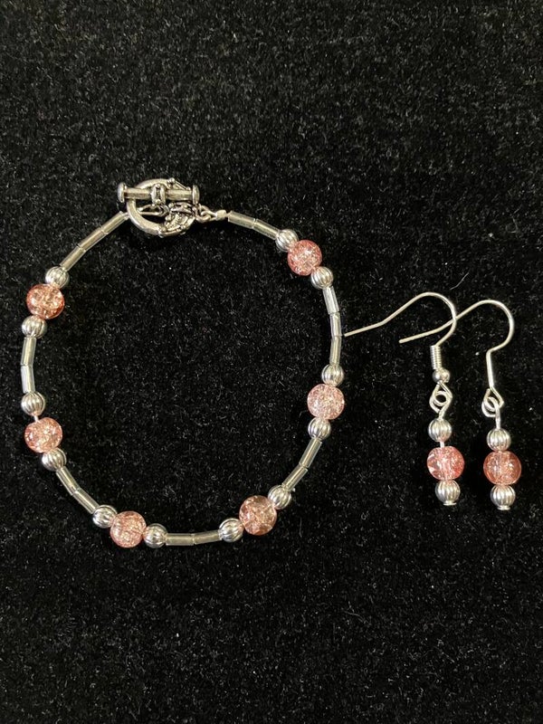 Pink Crackle Glass Set