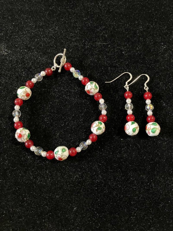 Cloisonné Bloom Bracelet & Earring Set