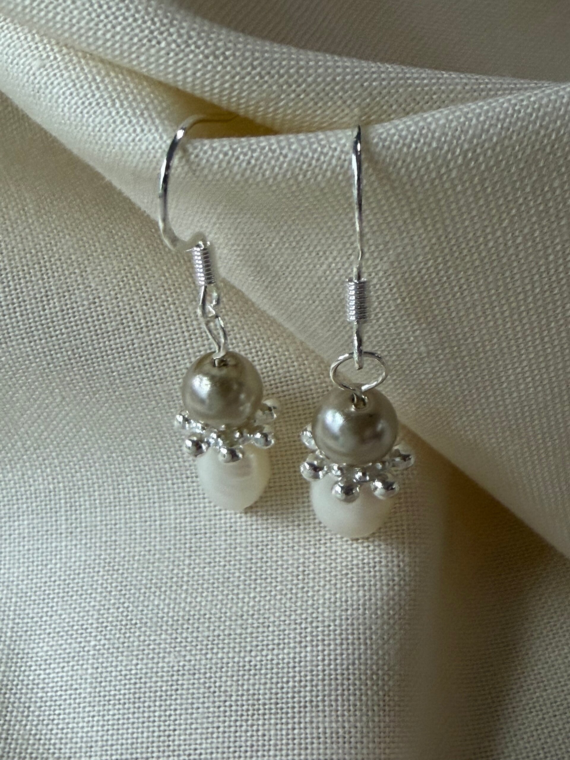 Winter Mist Pearl Drop Earrings