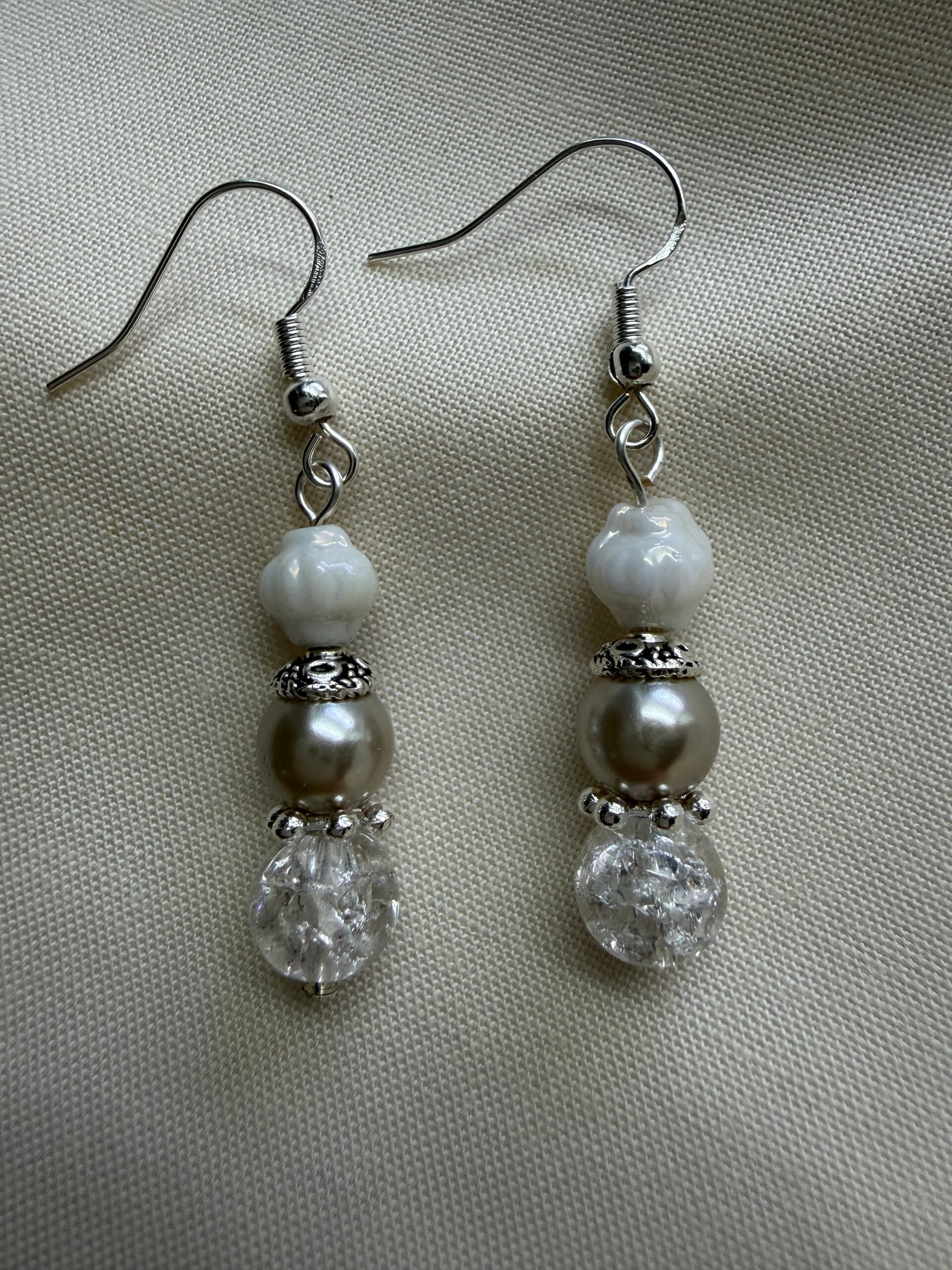 Frosted Pearl Winter Drop Earrings