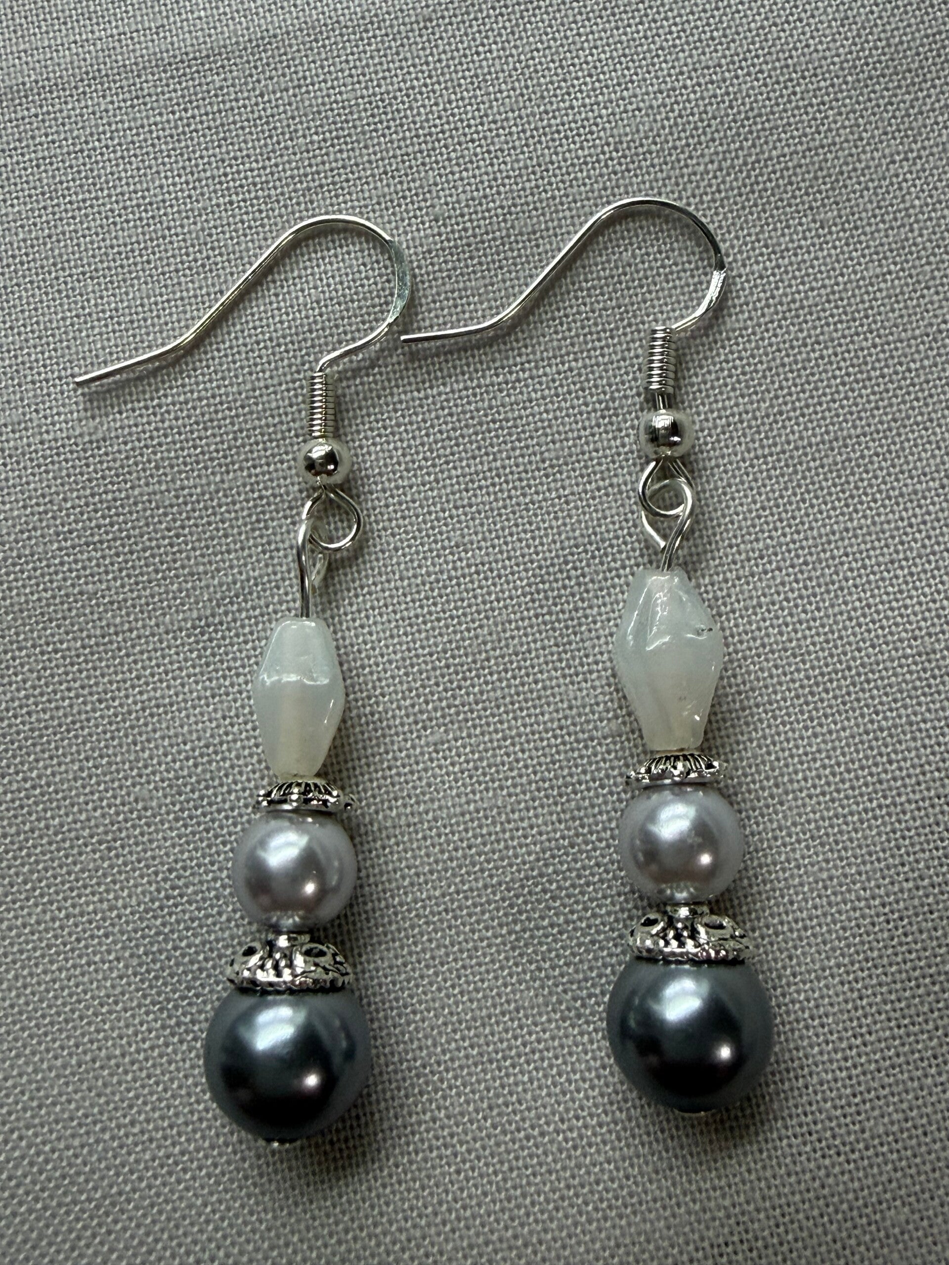 Silver Frost Pearl Winter Earrings