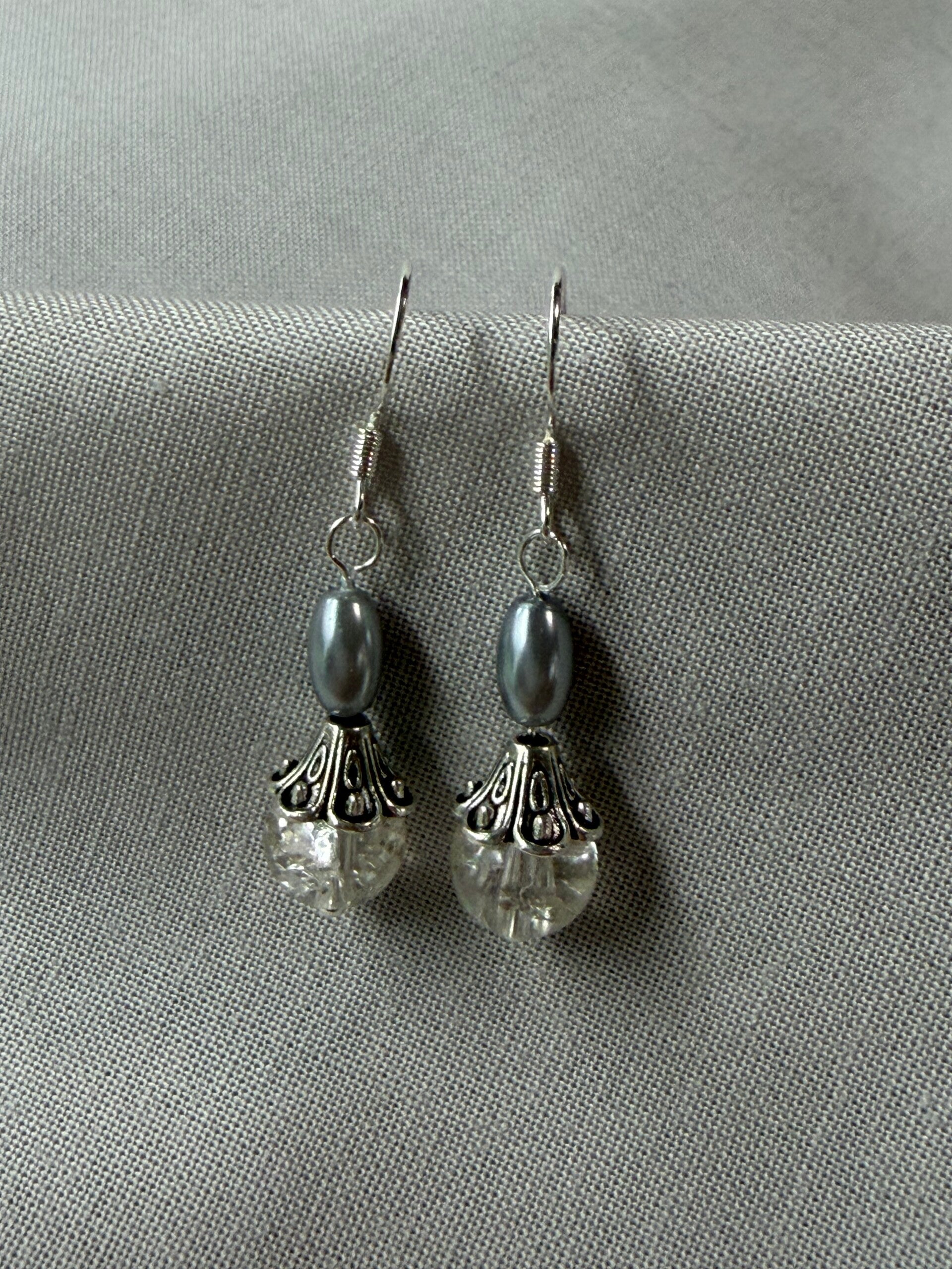Winter Ice Pearl Drop Earrings